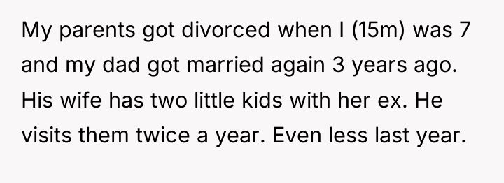 My parents got divorced when I (15m) was 7 and...