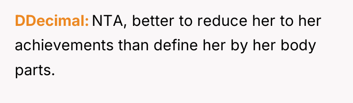 DDecimal NTA, better to reduce her to her achievements than...