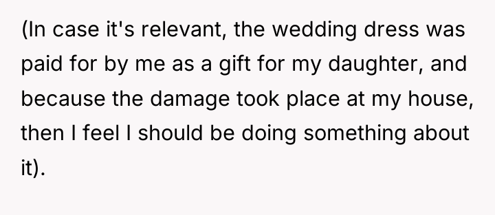 (In case it's relevant, the wedding dress was paid for...