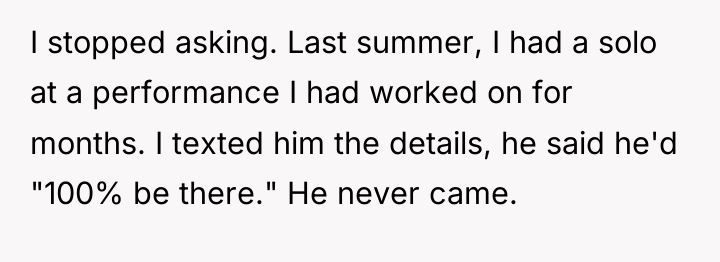 I stopped asking. Last summer, I had a solo at...