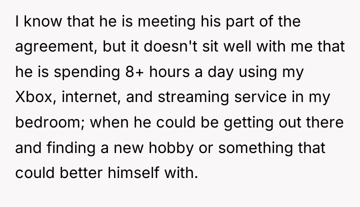 I know that he is meeting his part of the...