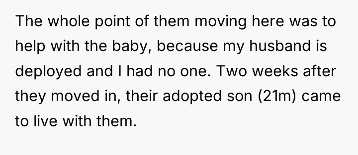 The whole point of them moving here was to help...