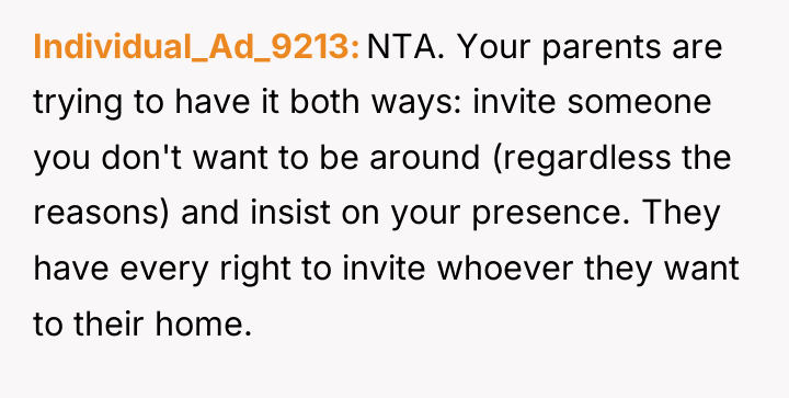Individual_Ad_9213 NTA. Your parents are trying to have it both...