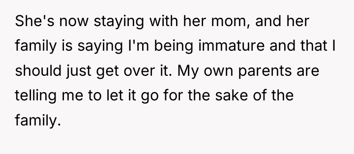 She's now staying with her mom, and her family is...