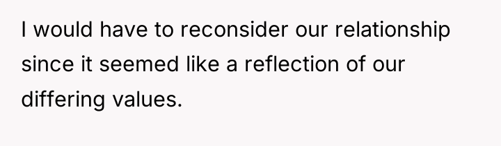 I would have to reconsider our relationship since it seemed...