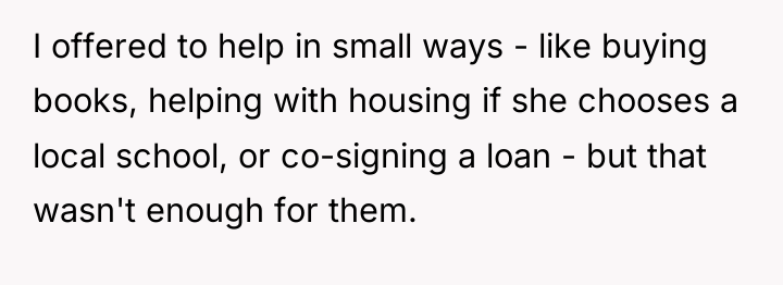I offered to help in small ways - like buying...