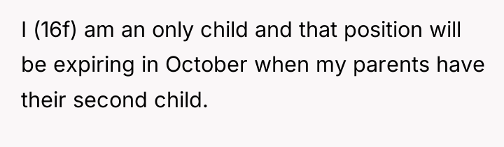 I (16f) am an only child and that position will...