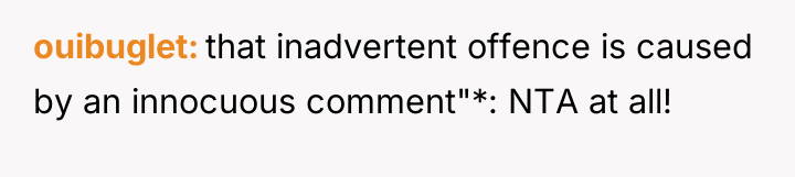 ouibuglet that inadvertent offence is caused by an innocuous comment"*:...