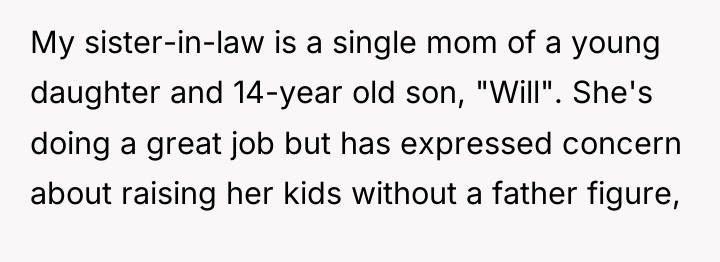 My sister-in-law is a single mom of a young daughter...