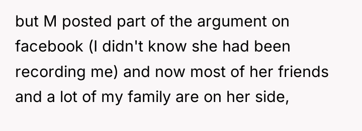 but M posted part of the argument on facebook (I...