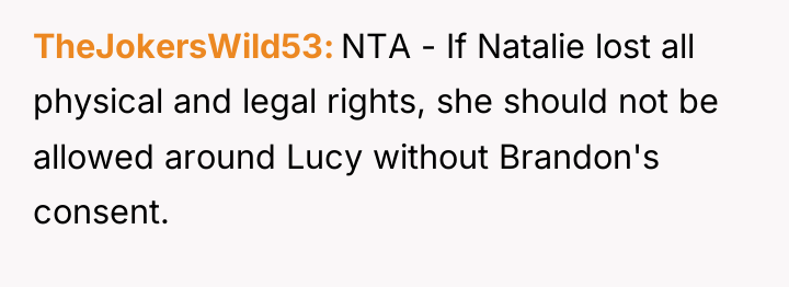 TheJokersWild53 NTA - If Natalie lost all physical and legal...