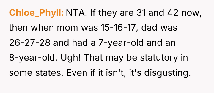 Chloe_Phyll NTA. If they are 31 and 42 now, then...