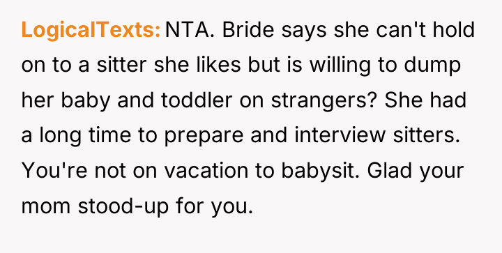 LogicalTexts NTA. Bride says she can't hold on to a...