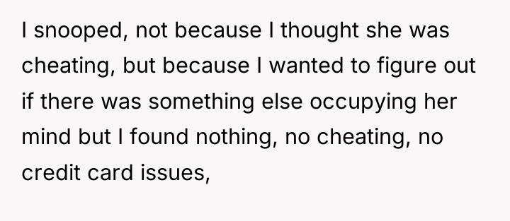 I snooped, not because I thought she was cheating, but...