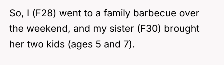 So, I (F28) went to a family barbecue over the...