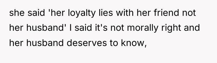 she said 'her loyalty lies with her friend not her...