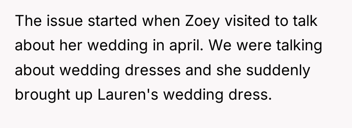 The issue started when Zoey visited to talk about her...