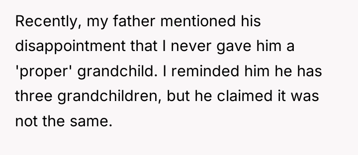 Recently, my father mentioned his disappointment that I never gave...