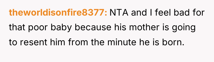 theworldisonfire8377 NTA and I feel bad for that poor baby...