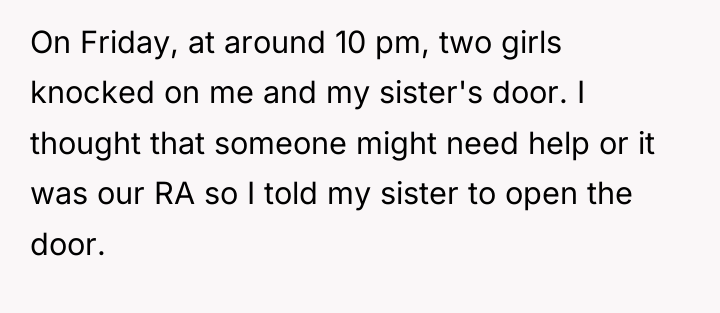 On Friday, at around 10 pm, two girls knocked on...