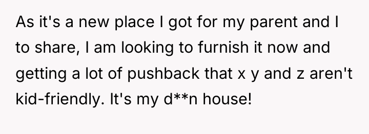 As it's a new place I got for my parent...