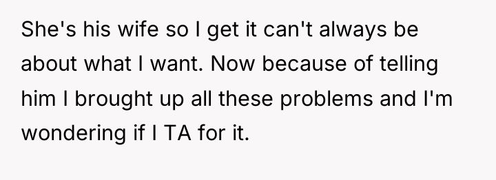 She's his wife so I get it can't always be...
