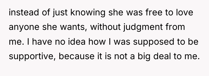 instead of just knowing she was free to love anyone...