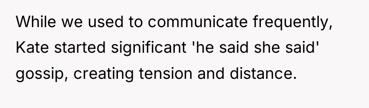 While we used to communicate frequently, Kate started significant 'he...