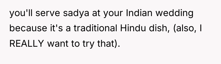 you'll serve sadya at your Indian wedding because it's a...