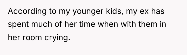 According to my younger kids, my ex has spent much...