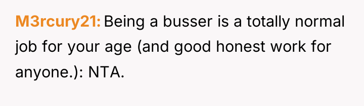 M3rcury21 Being a busser is a totally normal job for...