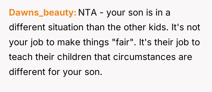 Dawns_beauty NTA - your son is in a different situation...