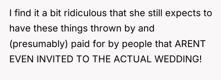 I find it a bit ridiculous that she still expects...