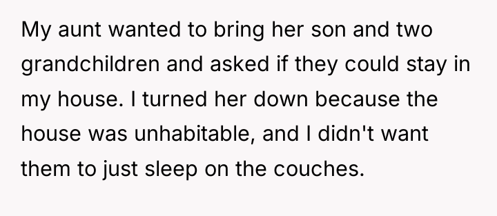 My aunt wanted to bring her son and two grandchildren...