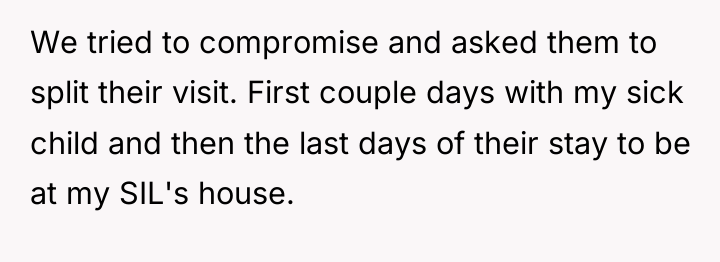 We tried to compromise and asked them to split their...