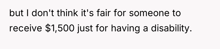 but I don't think it's fair for someone to receive...