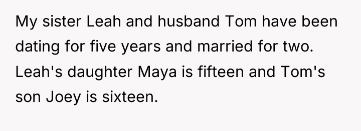 My sister Leah and husband Tom have been dating for...