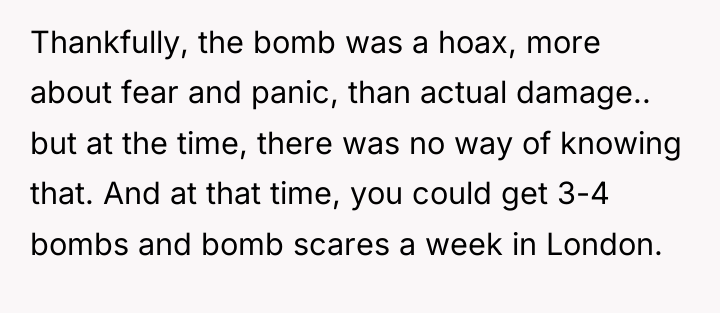 Thankfully, the bomb was a hoax, more about fear and...