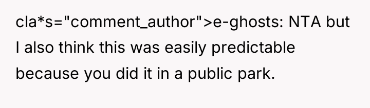 cla*s="comment_author">e-ghosts: NTA but I also think this was easily predictable...