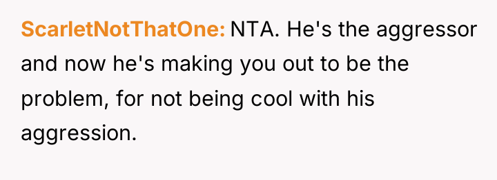 ScarletNotThatOne NTA. He's the aggressor and now he's making you...