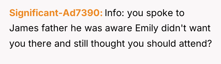 Significant-Ad7390 Info: you spoke to James father he was aware...