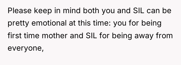 Please keep in mind both you and SIL can be...