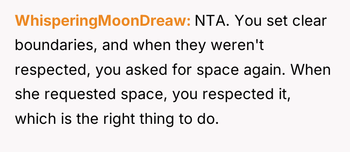 WhisperingMoonDreaw NTA. You set clear boundaries, and when they weren't...
