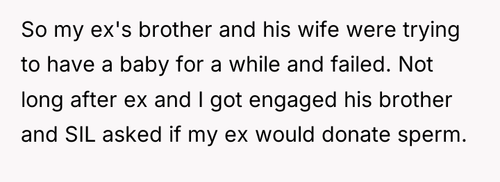 So my ex's brother and his wife were trying to...