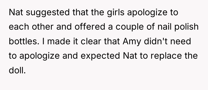 Nat suggested that the girls apologize to each other and...