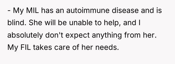 - My MIL has an autoimmune disease and is blind....
