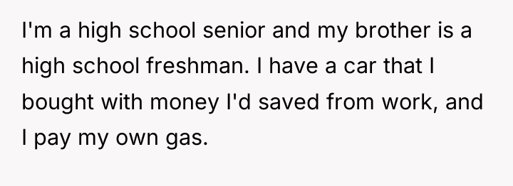 I'm a high school senior and my brother is a...