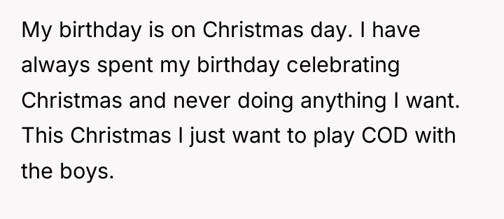 My birthday is on Christmas day. I have always spent...