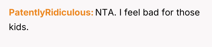 PatentlyRidiculous NTA. I feel bad for those kids.