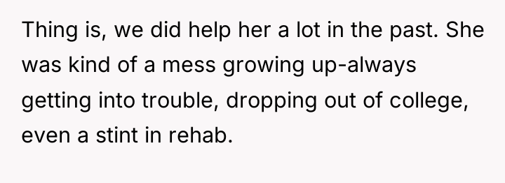 Thing is, we did help her a lot in the...